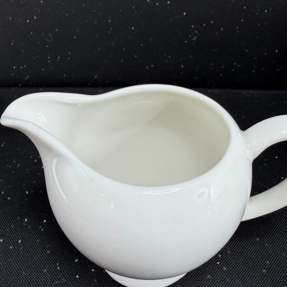 Crate & Barrel White Ceramic Sugar Bowl with Lid and Creamer Set Made in India